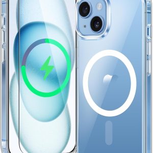 FNTCASE for iPhone 15 Case: for iPhone 14 & iPhone 13 Case | iPhone 16e Case Support Magnetic Charging Military Grade Drop Protection Anti Yellowing | Rugged Shockproof Phone Cover - 6.1 inch (Clear)