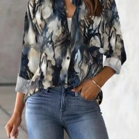 Zeagoo Womens Button Down Shirt Long Sleeve Blouse Business Work Tops Dressy Casual Floral Printed Outfits with Pocket - Image 4