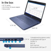 HP Portable Laptop (Include 1 Year Microsoft 365), 14’’ HD Display, 16GB RAM, 64GB eMMC, Intel Quad-Core N4120, Student and Business, Webcam, HDMI, Wi-Fi, RJ-45, Windows 11 Home, Grayish Blue - Image 4