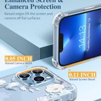 GVIEWIN for iPhone 13 Pro Case with Screen Protector & Camera Lens Protector, [10FT Military Grade Drop Protection] Clear Shockproof Slim Fit Floral Phone Case for Women 6.1" (Hibiscus) - Image 5