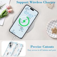 EYZUTAK Case for iPhone 15, Clear Cute Ribbon Bowknot Pattern Aesthetic Transparent Phone Case Raised Camera Protection Stylish Slim Soft Durable TPU Protective Cover for Women Girls - Blue - Image 5