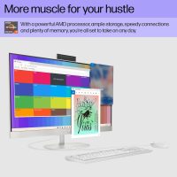 HP 27 inch All-in-One Desktop PC, FHD Display, AMD Ryzen 7 7730U, 32 GB RAM, 1 TB SSD, AMD Radeon Graphics, Windows 11 Home, 27-cr0012 (2024) - Image 3