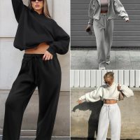 ATHMILE Womens Sweatpants 2025 Fall Baggy Wide Leg Sweatpant Fleece Lined Straight Leg Sweat Pants - Image 4