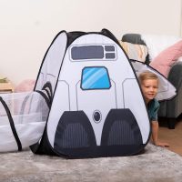 JOYIN White Rocket Ship Pop up Play Tent with Tunnel and Playhouse Kids Indoor Outdoor Spaceship Tent Set - Image 8