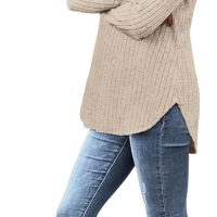 Saloogoe Long Sleeve Shirts for Women 2025 Fall Clothes Tunic Tops Loose Fit Dressy Crewneck Pullover Sweaters Curved Hem - Image 3