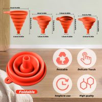 4 Pack Collapsible Silicone Funnels Kitchen Use Foldable Food Grade Liquid Transfer Tools Oil Water Spice Jar Bottle Filling - Image 3