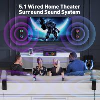 Bobtot Surround Sound Systems Home Theater System - 1200 Watts Peak Power 10" Subwoofer 5.1/2.1 Wired Audio Stereo Speakers Strong Bass with HDMI ARC Optical AUX Bluetooth Input - Image 2