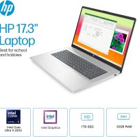 2025 HP 17 Laptop AI PC (17.3" HD+ Touchscreen, Intel 12-Core Ultra 5 225U (> i7-1355U), 32GB DDR5 RAM, 1TB SSD) for Business, Home, Students, Backlit, Fingerprint, Webcam, Win 11 Pro, Silver - Image 3