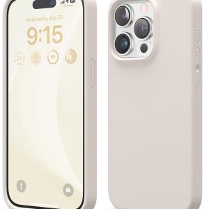 elago Compatible with iPhone 15 Pro Case, Liquid Silicone Case, Full Body Protective Cover, Shockproof, Slim Phone Case, Anti-Scratch Soft Microfiber Lining, 6.1 inch (Stone)