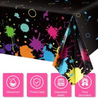 Glow Party Table Covers Neon Plastic Tablecloths for Black Light Birthday Party Supplies Decorations 108 x 54 Inch Disposable Neon Glow Table Cloths Decorations(1 Pieces) - Image 4