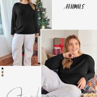 ATHMILE Womens Long Sleeve Shirts Basic Tee Fall Trendy Spring Top Business Casual Beach Vacation Workout 2025 Fashion - Image 4
