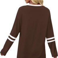 SAMPEEL Long Sleeve Shirts for Women Color Block Casual Tops Fall Outfits 2025 Basic Tees Trendy Clothes - Image 4