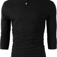 H2H Mens Casual Premium Slim Fit Henley Shirts Lightweight Thin Fabric - Image 2