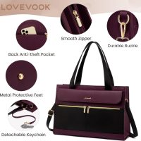 LOVEVOOK Laptop Bag for Women 15.6 Inch Tote Work Professional Leather Computer Briefcase Waterproof Handbag Shoulder Large Capacity Business Teacher Office Crossbody Purse - Image 3