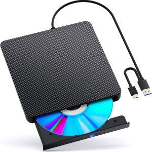 External Compatible Blu ray Drive Player Read/Write Compatible Bluray Burner Compatible USB 3.0 and Type-C DVD Burner Blu-ray/DVD/CD, BD Drive, Windows 7-11 & Mac, PC （Black）
