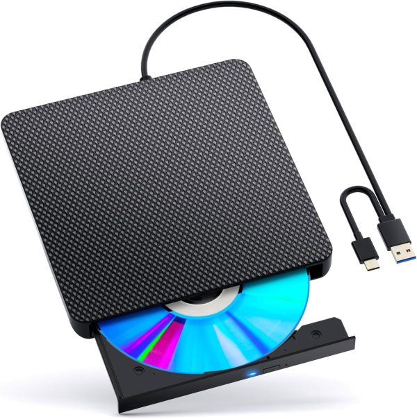 External Compatible Blu ray Drive Player Read/Write Compatible Bluray Burner Compatible USB 3.0 and Type-C DVD Burner Blu-ray/DVD/CD, BD Drive, Windows 7-11 & Mac, PC （Black）