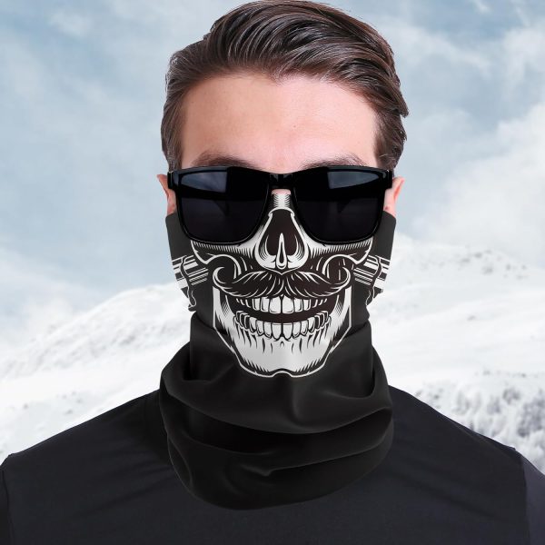 Summer UV Protection Cooling Neck Gaiter Face Neck Gaiter Mask Scarf Sunscreen Breathable Bandana(Skull Pattern)