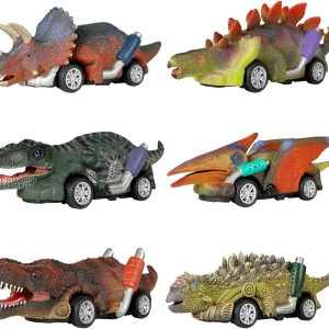 DINOBROS Dinosaur Toy Pull Back Cars,6 Pack Dino Toys for 3 Year Old Boys Girls and Toddlers,Boy Toys Age 3,4,5 and Up,Pull Back Toy Cars,Dinosaur Games with T-Rex