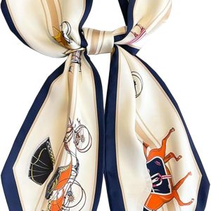 Head Silky Scarf For Women 59" Fashion Hair Neck Long Scarves for Bag