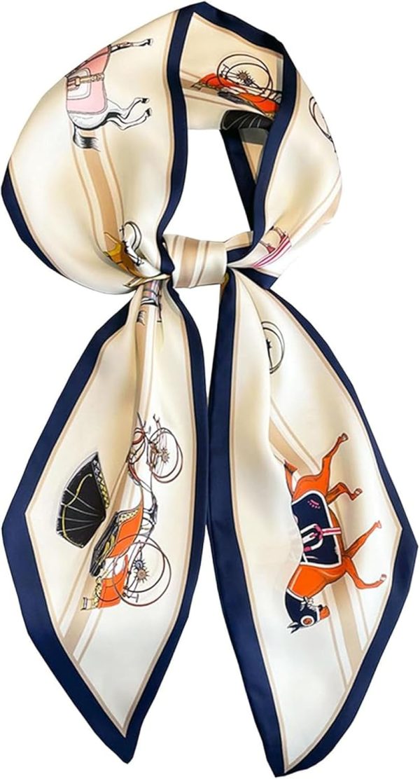Head Silky Scarf For Women 59" Fashion Hair Neck Long Scarves for Bag