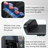 Gym Magnetic Phone Holder, 360 Degree Adjustable Portable Gym Magnetic Phone Holder with Dual-Sided N52 Super Magnets, Compatible with 4-6" Smartphones, Alloy Base and Joint (Black) - Image 4