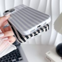 Yeddabox for iPhone 14 Case Cute Striped Phone Case Soft TPU Slim Shockproof Phone Cover for Women Girls, Blue and White - Image 5