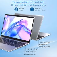15.6" Laptop Computer, 16GB RAM, 1TB NVMe, 4C4T N95 1.7-3.4GHz, FHD Display, Backlit Keyboard, Fingerprint Reader, Big 8000mAh Battery, Win11 Pro, Upgradable to 10TB Storage, Silver, T152A - Image 6