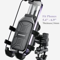 BRCOVAN Motorcycle Phone Mount Holder with Vibration Dampener, Anti-Shake Handlebar Cellphone Cradle for Bike Bicycle Scooter ATV, Adjustable Fit 5.4-6.9'' Smartphone - Image 3