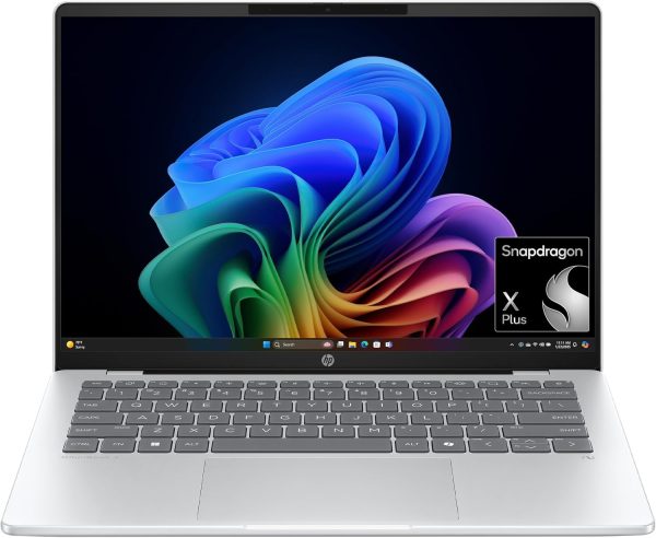 HP OmniBook 5 14 inch Next Gen AI PC, OLED Display, Snapdragon X Plus X1P-42-100, 16 GB RAM, 1 TB SSD, Qualcomm Adreno GPU, Windows 11 Home, Copilot+ PC, Glacier Silver, 14-he0099nr