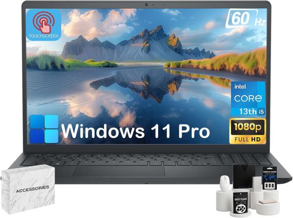 Dell Inspiron 15 3530 Touchscreen Laptop Computer for Business & Student, 64GB RAM, 2TB SSD, Win 11 Pro, Intel 10-Core i5-1334U, 15.6" WVA LED FHD Anti-Glare Display, AI Copilot, Wi-Fi6, w/Accessories