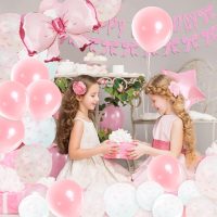 Aprince Pink Bow Birthday Decorations for Girls Women Bow Balloons Happy Birthday Banner Coquette Pink Bow Garland Backdrop 1st 2nd Girly Party Decor Supplies - Image 2