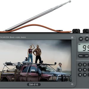 720P 7Inch Screen AM FM Movie Video Radio with Bluetooth Speaker, Rechargeable Digital Shortwave MP3 MP4 Player Radio, Support USB/Micro SD Card, Loud Speaker and Headphone Jack (NO TV)