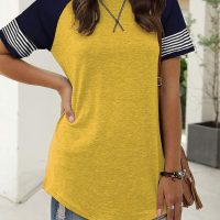 Adibosy Women Summer Casual Shirts: Short Sleeve Striped Tunic Tops - Womens Crew Neck Tee Tshirt Blouses - Image 3