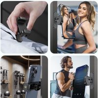 Gym Magnetic Phone Holder, 360 Degree Adjustable Portable Gym Magnetic Phone Holder with Dual-Sided N52 Super Magnets, Compatible with 4-6" Smartphones, Alloy Base and Joint (Black) - Image 6