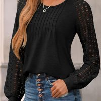 AUTOMET Womens Long Sleeve Shirts Business Casual Dressy Tops Lace Crewneck Work Trendy Fall Fashion Outfits Clothes - Image 3