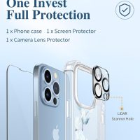 GVIEWIN for iPhone 13 Pro Case with Screen Protector & Camera Lens Protector, [10FT Military Grade Drop Protection] Clear Shockproof Slim Fit Floral Phone Case for Women 6.1" (Hibiscus) - Image 7