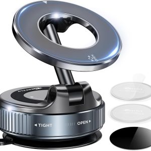 Vacuum Magnetic Phone Holders for Your Car 2026 Suction Cup Phone Mount with Washable Nano Gel Pads 360° Adjustable Phone Mount Unlock More Scenes,Phone Holder for Smartphone&Car/Gym/Mirror