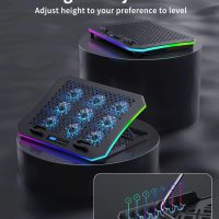 KeiBn Upgraded Gaming Laptop Cooler Pad with 9 Quiet RGB Fans, Cooling Pad for 15.6-17.3 Inch Laptops with 7 Height Stands, 2 USB Ports, Phone Stand-Blue - Image 3