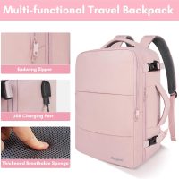 Taygeer Travel Backpack for Women, Carry On Backpack with USB Charging Port & Shoe Pouch, TSA 15.6inch Laptop Mochila Flight Approved, Nurse Bag Casual Daypack for Weekender Business Hiking, Pink - Image 8