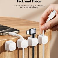 6-Pack Magnetic Cable Clips Cord Organizer-Cable Smooth Adjustable, Rocoren Desk Cable Management Accessories,Cable Holder Clips Wire Holder Keeper for Desktop,Nightstand,Home Office,Workspace,Phone - Image 5