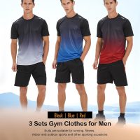 BOOMCOOL Gym Clothes workout shorts and long sleeve shirts for men running dry fit athletic outfits sets 6 pack - Image 2