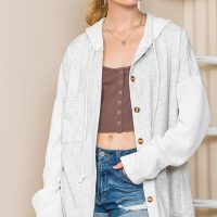 SHEWIN Oversized Sweatshirt for Women Loose Fit Casual Long Sleeve Button Hooded Sweatshirts Hoodies with Pocket - Image 2