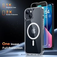 TAURI 3 in 1 Magnetic for iPhone 13 Case, [Compatible with MagSafe] [with 2X Screen Protectors] Not-Yellowing, Military-Grade Protection Slim Phone Case for 13 Cover, Clear, 6.1" - Image 3