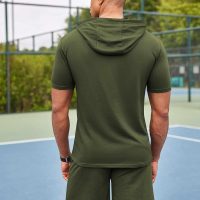 COOFANDY Men's Tracksuit 2 Piece Hooded Athletic Sweatsuit Short Sleeve Casual Sports Hoodie Shorts Set - Image 4