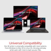 Verbatim Ultra HD 4K CD DVD Blu-ray Writer USB 3.2 GEN 1 USB-C Connectivity Slim Brushed Metal Enclosure Compatible with Mac and PC with Free 25GB Verbatim Blu-ray disc - Image 4