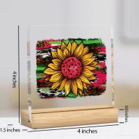 Sunflower Summer Decor Gifts for Women Men Friends Summer Holiday Decor Clear Acrylic Beach Decorations Sign for Home Office Table Mantel Shelf 4 x 4 Inch - Image 3