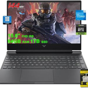 HP Victus Gaming Laptop 15.6" FHD IPS 144Hz Intel 8-core i5-13420H (>i7-12650H) 64GB RAM 1TB SSD GeForce RTX 4050 6GB Backlit USB-C B&O Fast Charge Win11Pro w/ICP Accessory