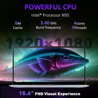 15.6 Inch Laptop Computer, 32GB RAM Gaming Laptops with 1TB NVMe SSD, N95 4-Core Processor(Up to 3.4GHz), Backlight Keyboard, Fingerprint Reader, 8000mAh Battery, Win11 Pro, Silver - Image 3