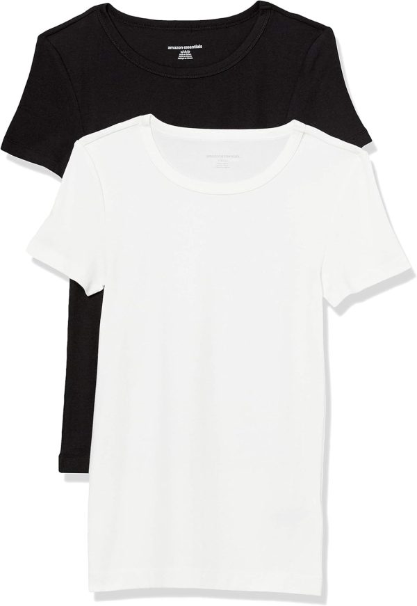 Amazon Essentials Women's Slim-Fit Short-Sleeve Crewneck T-Shirt, Pack of 2