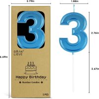 BEAN LIEVE Blue Birthday Candles Number 3, Blue Number Candles, Cake Number Candles for Birthday Parties and Wedding Anniversary Celebrations - Image 2
